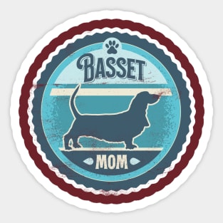 Basset Mom - Distressed Basset Hound Silhouette Design Sticker